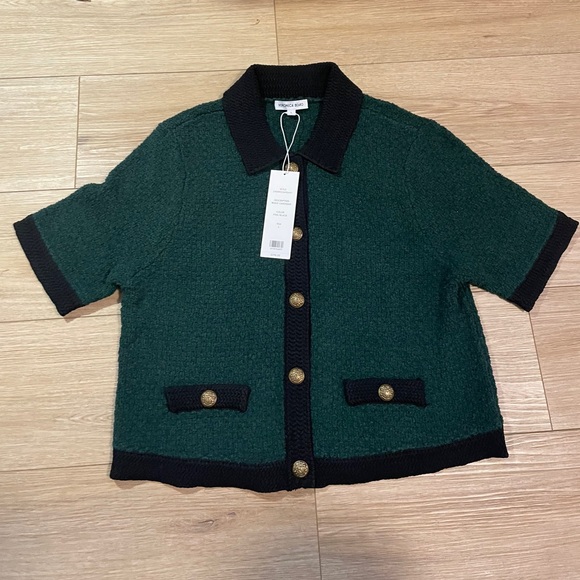 Veronica Beard Green and Black Short Sleeve Cardigan - Picture 11 of 11